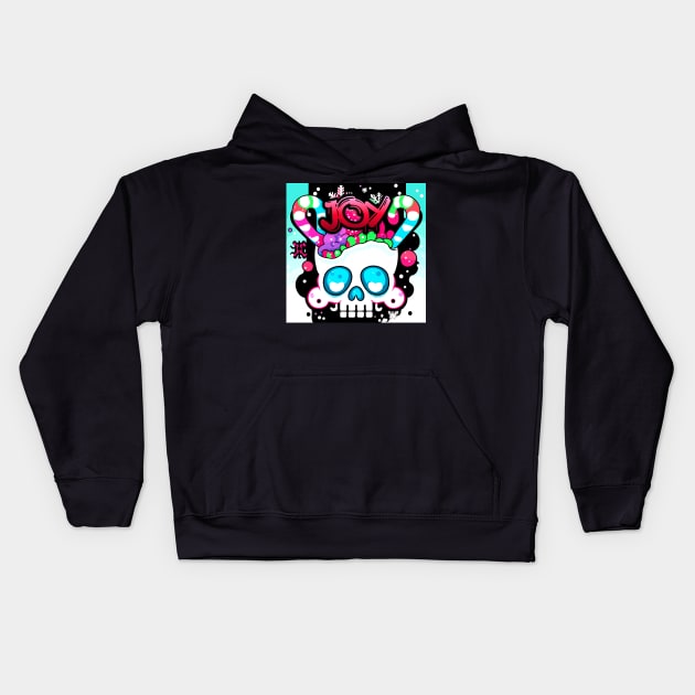 Kawaii Skull Candy Cane - Christmas Graphic Graffiti Art - Holiday Gift - Joy Kids Hoodie by MaystarUniverse